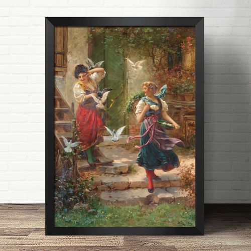 印花正品dmc十字绣客厅玄关坚版欧式名画油画人物少女与和平鸽