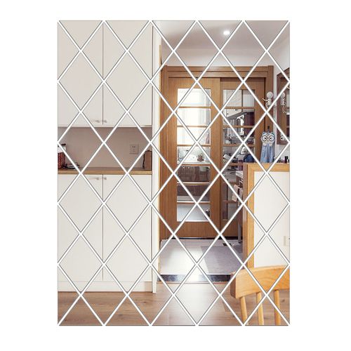 客厅防水墙贴餐厅k装饰贴亚克力菱形镜面墙贴玄关几何图案自粘立