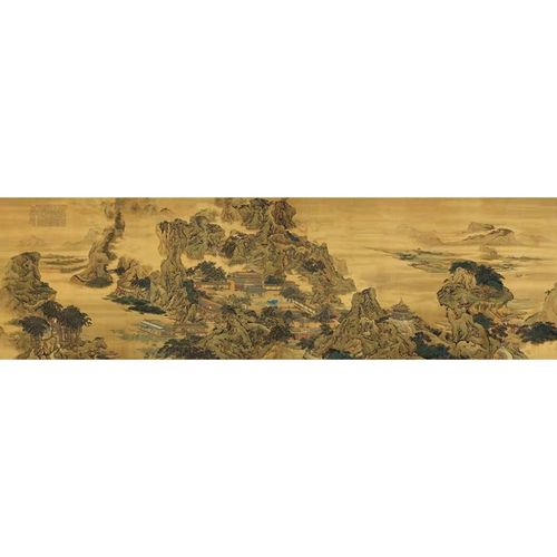 清袁江阿房宫图国画山水横幅界画工笔绢画微喷复制版画中式装饰画