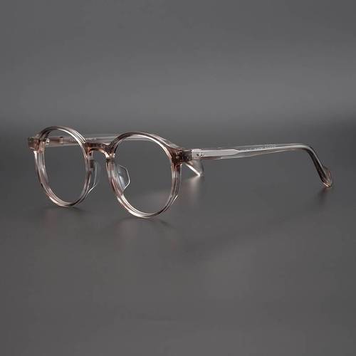 日本设计圆形复古镜架男潮流 手工复古玳瑁色板材镜框 配度数近