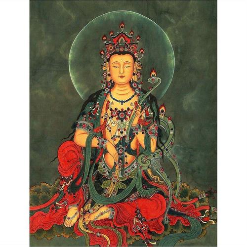 文殊普萨佛像画净土文殊菩萨佛像唐卡挂画像佛陀相纸双面塑封