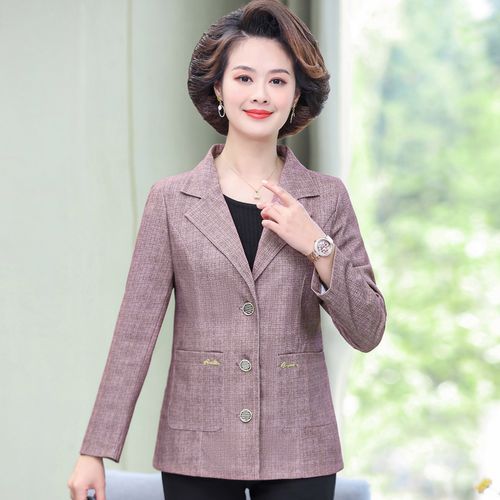 中年女妈妈装春装西装外套2022新款中老年女装春秋季长袖西服上衣