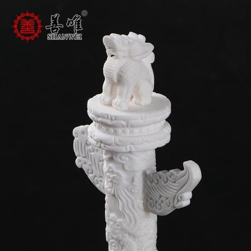 摆天安门柱华表罗马墓地汉白玉盘龙摆件华表件办公室柱石雕