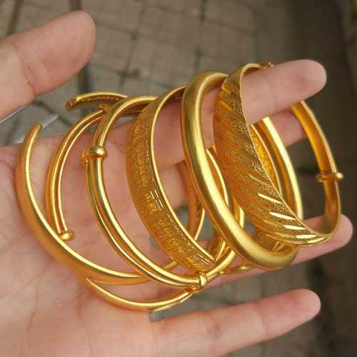 高档古法金手镯金首饰满天星推拉节日送女友礼物9999足金包银镯子