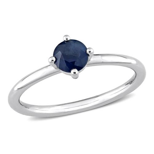 amour戒指|10k white gold 5/8 ct tgw round sapphire stackable