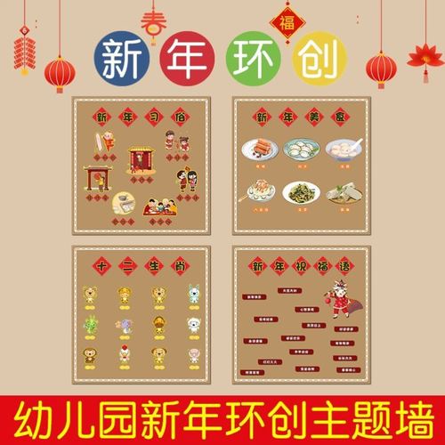 幼儿园庆元旦环创迎新年材料虎年主题墙教室2022年装饰背景墙贴纸