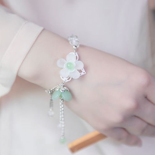 水晶手链女古风流苏超仙清新闺蜜手饰中国风甜美宫廷汉服配饰 白水晶