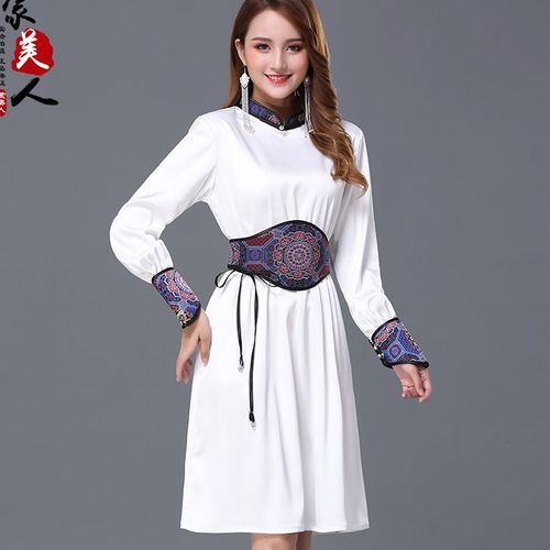 新款蒙古服装女现代改良蒙古袍日常生活装立领秋季蒙古元素连衣裙