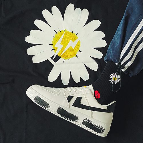 权志龙小雏菊空军一号联名同款鞋韩版潮流男鞋2020新款百搭板鞋子