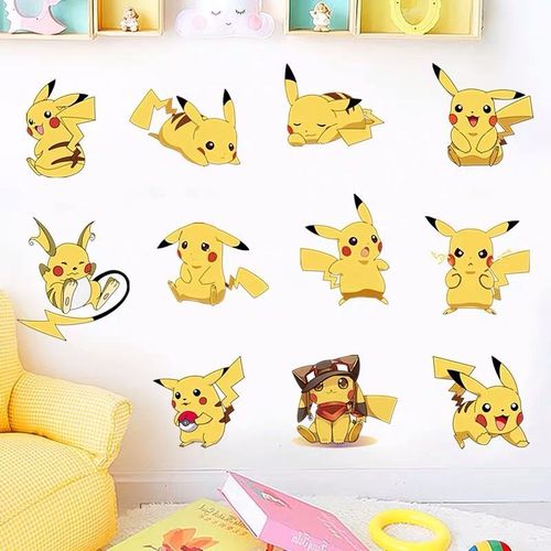 皮卡丘卡通动漫画墙贴纸儿童房床头装饰贴冰箱随意