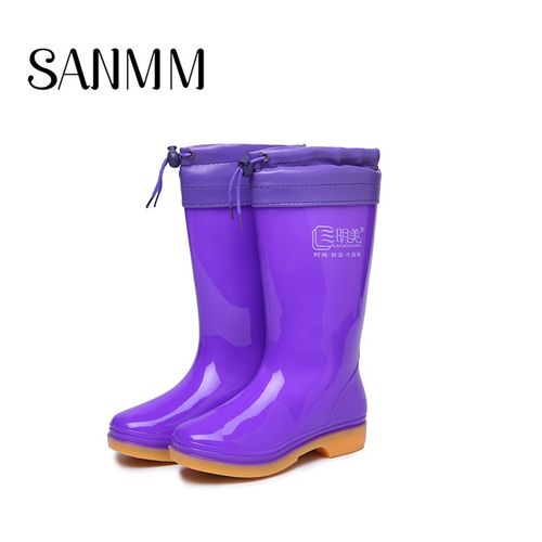 三明美雨鞋女冬季加绒中筒防水雨靴防滑保暖耐磨女r水鞋劳保鞋090