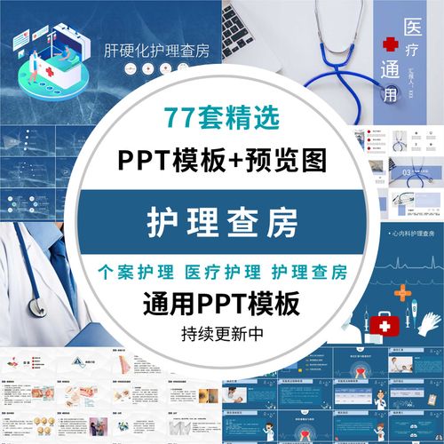 医学类ppt模板护理课件医生护士理查房个案护理病情分析诊断ppt模版
