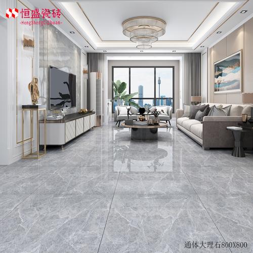 佛山地砖800x800 客厅通体大理石连纹云灰石全抛釉亮抛光室内瓷砖