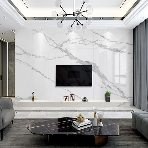 现代简约1200x2400大板岩板瓷砖背景墙客厅爵士白大理石连纹墙砖