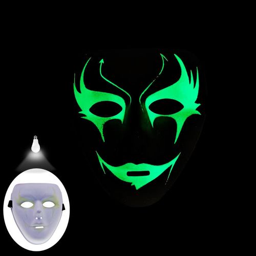同款夜光面具手绘发光荧光街舞面具万圣节恐怖万圣北极象 夜光双子座