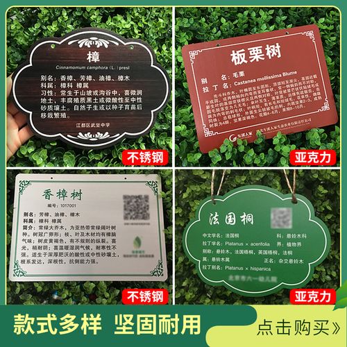 树牌不锈钢悬挂牌亚克力植物标识介绍牌定制园艺花草牌认养牌包邮