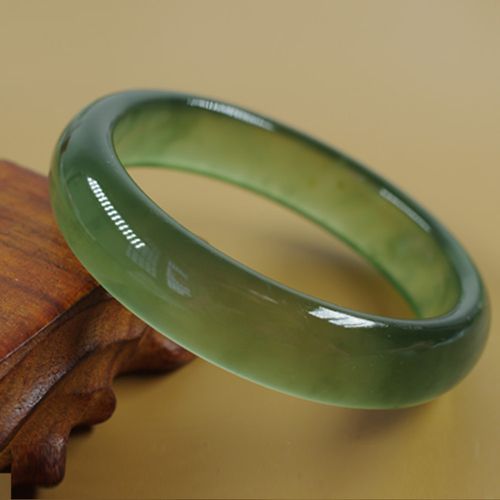 天然a货岫玉浅绿手镯扁条绿冰种岫玉玉镯镯子祖母绿手镯女款包邮