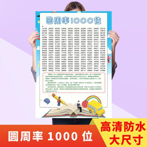 圆周率表1000位学习益智护眼儿童数学思维训练海报贴纸高清墙贴画