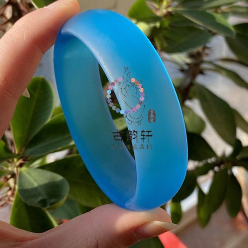 出口品质老琉璃手镯56/57/58/59mm磨砂哑光湖蓝色琉璃镯子宽手镯