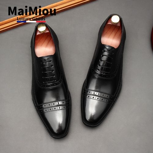 maimiou意大利奢侈品定制男鞋高档手工固特异皮鞋男士真牛皮商务正装