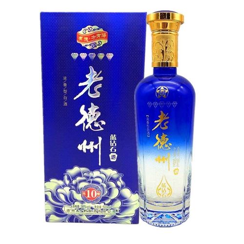 老德州 山东白酒老德州酒蓝钻石38度浓香型白酒500毫升一瓶 整箱价格