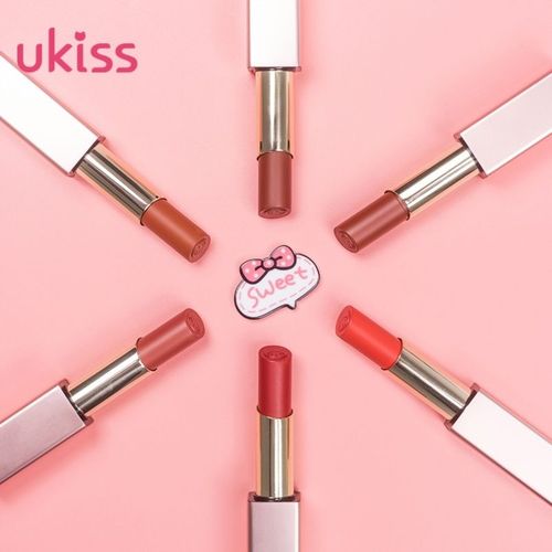 ukiss口红胭脂红吃土色暖橘色大牌正品学生小众品牌不掉色不沾杯