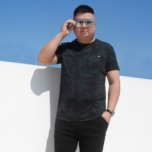 胖子穿的衣服胖人迷彩冰丝衫加肥加大码圆领短袖t恤男