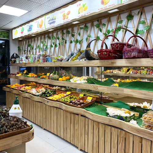 百果园水果货架展示架水果架配超市果蔬架多层创意木质水果店货架