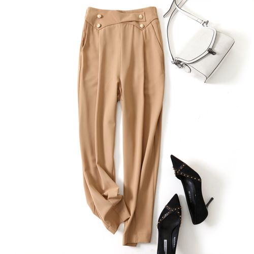 个性腰头设计感垂感宽松休闲萝卜裤 欧洲站春夏新款小脚哈伦裤女