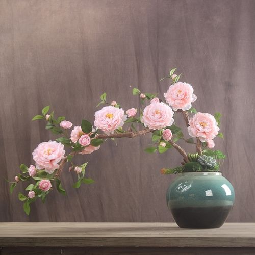 牡丹花假花仿真花摆件客厅防真花 摆设装饰花高档餐桌面花瓶插花