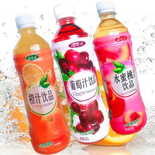 新货娃哈哈紫葡萄汁500ml*15瓶整箱水蜜桃汁橙汁组合果汁饮料