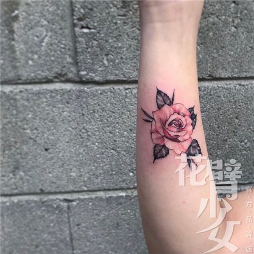 花臂少女tattoo 68 手臂手腕玫瑰花朵花卉清新少女纹身贴防水刺青