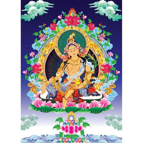 定制财源佛母画像 财源天母佛像画 相纸双面塑封 密宗唐卡结缘