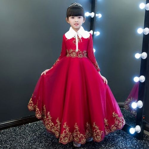 儿童7晚礼服女童公主裙蓬蓬纱花童钢i琴演出服小主持