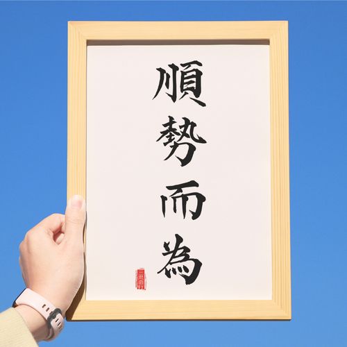 顺势而为字画中式挂画客厅书房装饰励志文字书法定制办公室摆件