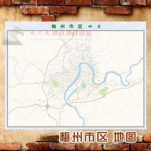 新款 超大巨幅梅州市区地图订制定做城市城区海报新版装饰画芯