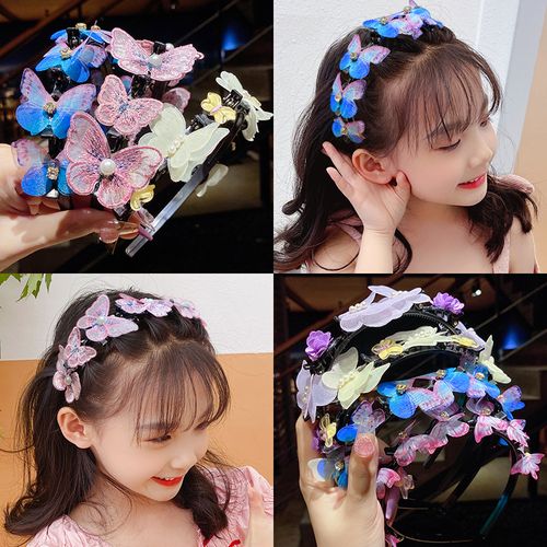 儿童发箍网红女童编发头箍发饰公主宝宝蝴蝶发夹碎发整理发卡头饰