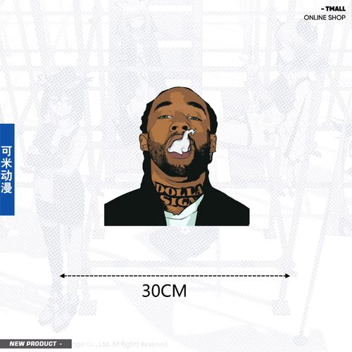 欧美说唱rap歌手ty dolla sign动漫墙贴墙面客厅装饰个性防水贴w