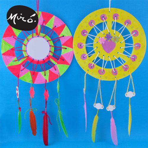 羽毛风铃幼儿园儿童制作手工diy材料包毛线简易编织装饰品挂饰