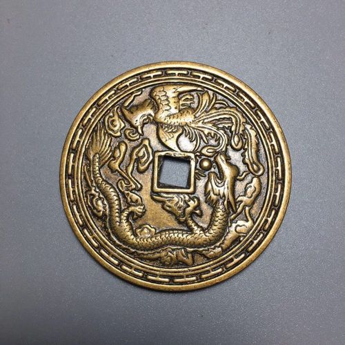 古董古铜钱花钱厌胜钱50mm龙凤呈祥仿古铜钱传世包浆美