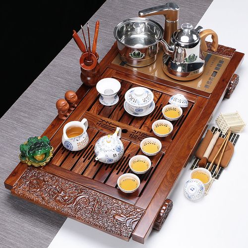 佐元 家用茶具套装 祥龙盛世花梨木茶盘茶具套装实木茶盘