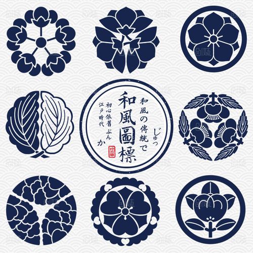 日式和风复古传统图案图标徽章logo标志ai矢量包装设计素材png图