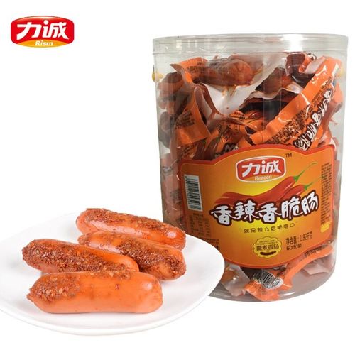 力诚60支桶装香辣香脆热狗肠即食玉米热狗火腿肠办公零食小吃即食
