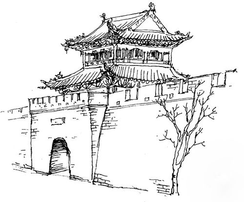 钢笔纯手绘速写风景现货包邮手绘古建筑速写现货