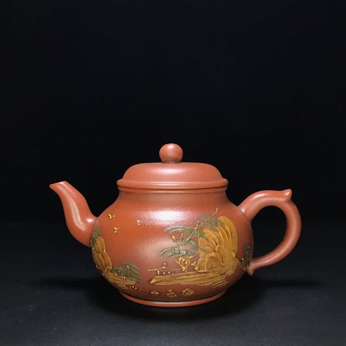 名家大师杨季初紫砂壶纯手工独孔大容量老朱泥泥绘山水君德泡茶壶