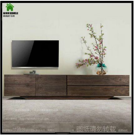 现代简约电视柜北欧加长电视柜客厅大小户型胡桃木色