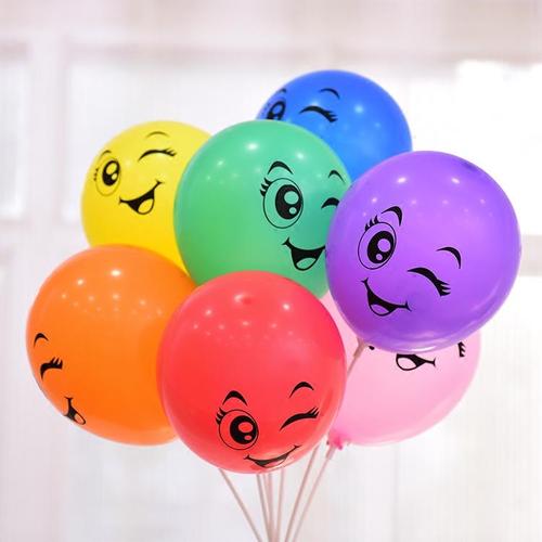 儿童节派对布置微笑卡通气球生日气球宝宝满月宴百天笑脸气球装饰