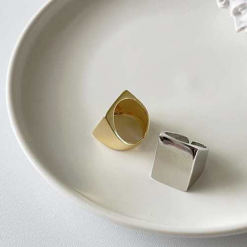 欧美新款法式叠戴食指戒个性时尚方形戒指女气质指环