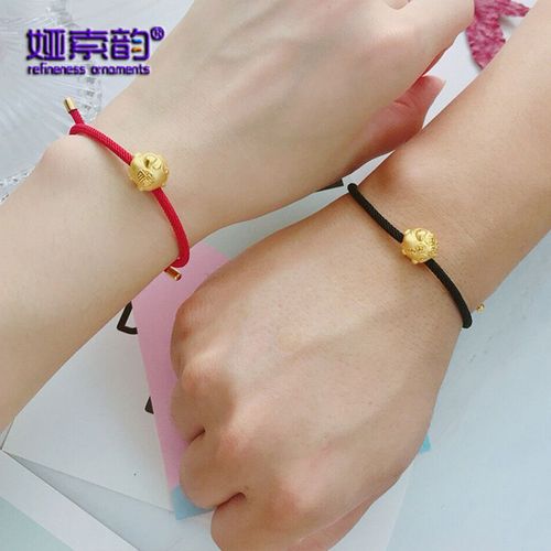 娅索韵999足金手链 五福金猪十二生肖黄金猪新款3d硬金小金猪女款