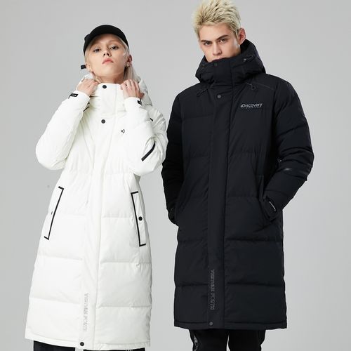 discovery秋冬羽绒服男 防水防风加厚中长款羽绒衣女耐寒保暖抗寒